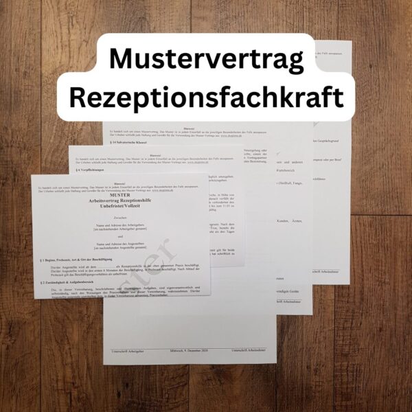 Mustervertrag "Rezeptionsfachkraft"